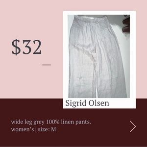 preppy wide leg 100% linen pants
